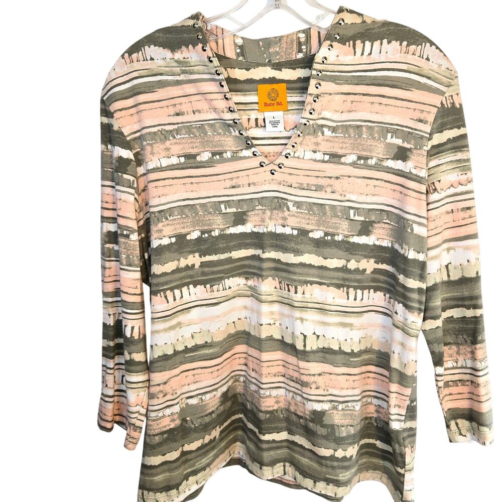 Rubyred Large Women's Top Orange Shirt Blouse Misses Size 12 14